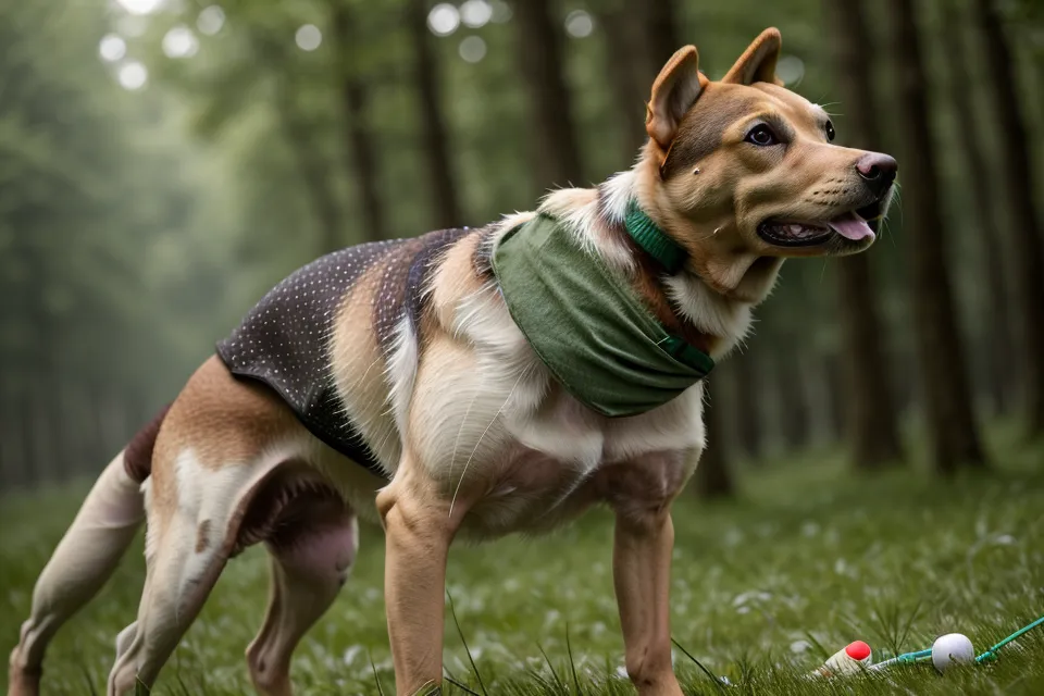 Ein grüner Trainingsdummy liegt für die Suche im hohen Gras