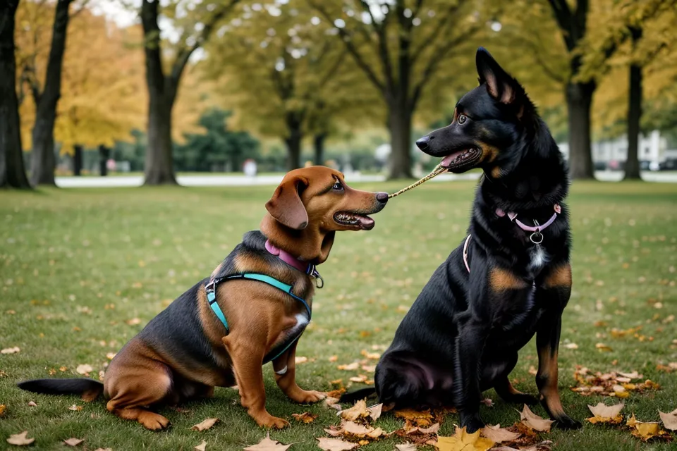 Hund bekommt ein Spielzeug als Aufgabe zur Beruhigung bei Besuch.