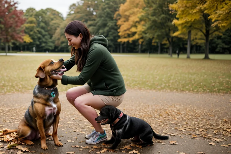 Hundetraining-App für Kopfarbeit wird beim Spaziergang im Stadtpark genutzt