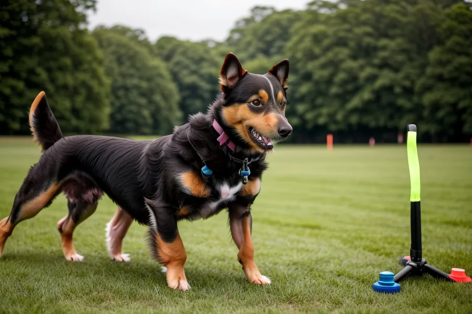 Hundehalter filmt Trainingseinheit im Park für eine Online-Videoanalyse.