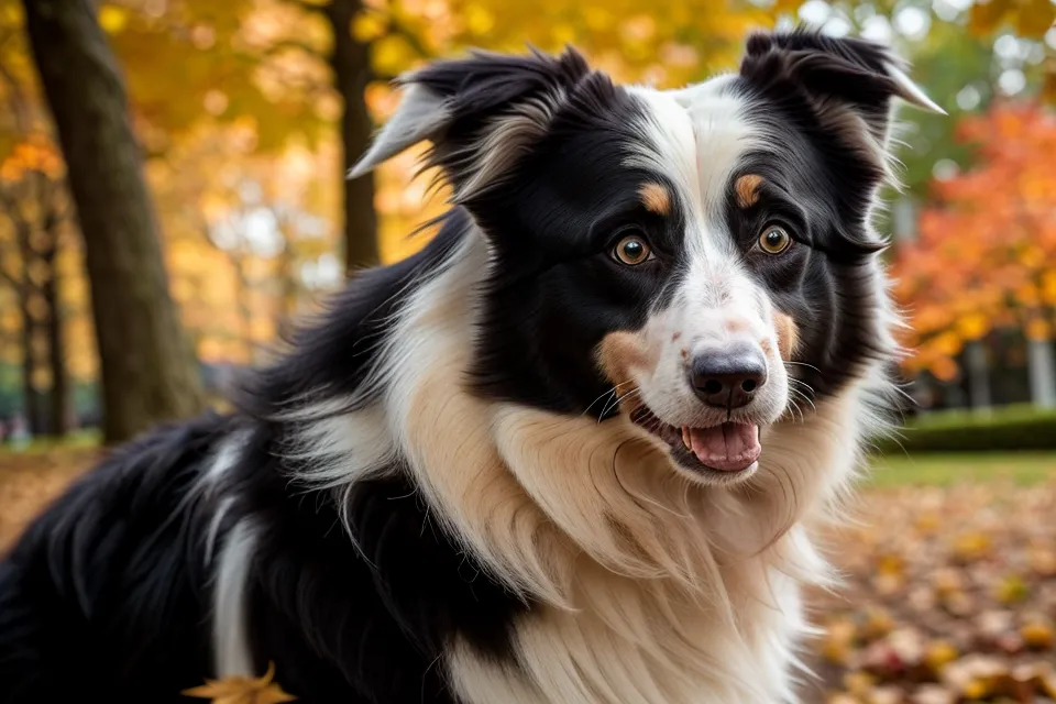 Nahaufnahme eines konzentrierten Border-Collie-Mischlings beim Fixieren.
