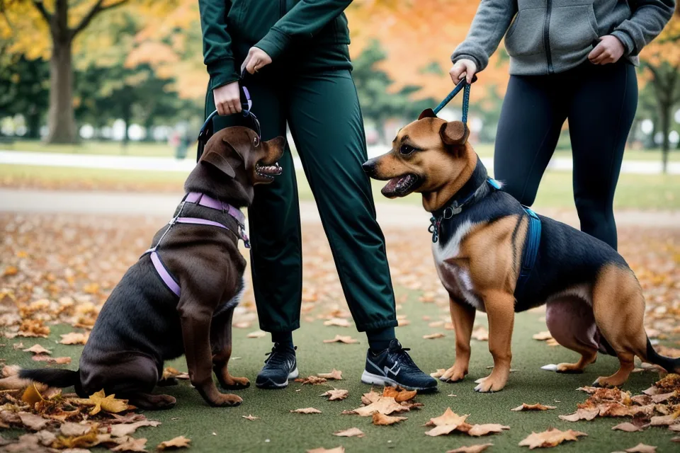 Blickkontakt zwischen Hund und Halter beim Training der Leinenführigkeit