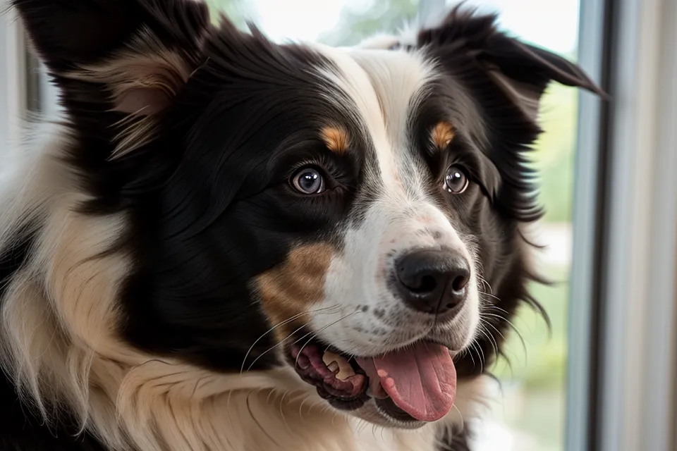 Nahaufnahme eines Border-Collie-Mix zur Verdeutlichung von hündischen Kommunikationssignalen.