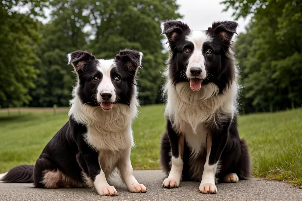 Entspannter Border-Collie-Mix nach erfolgreichem Online-Hundetraining im Stadtpark.