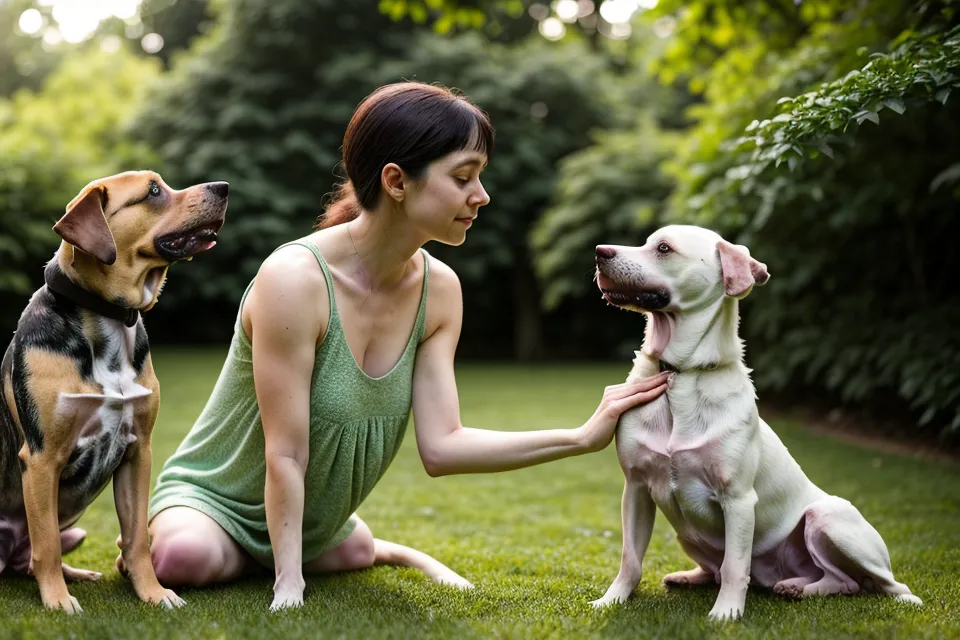Gezielte Interaktion und Belohnung während einer Trainingseinheit im Garten.