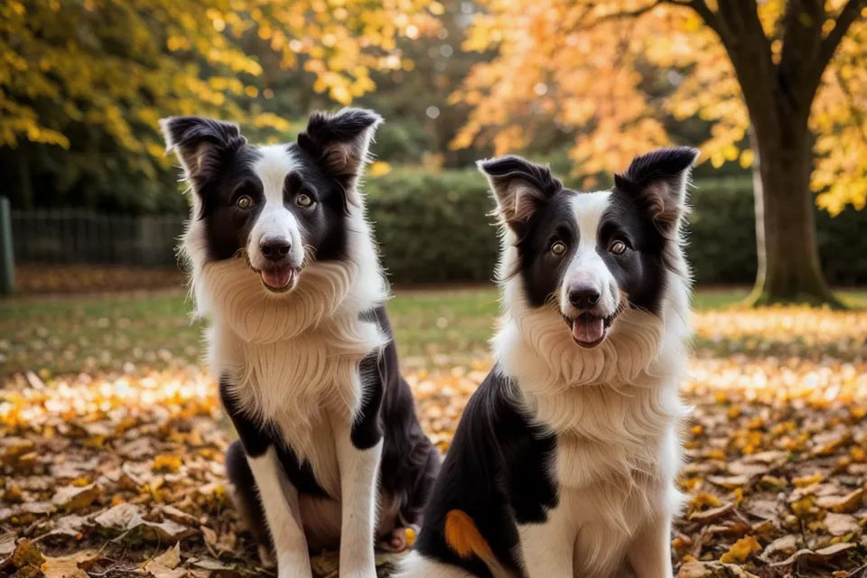 Hund bleibt ruhig bei Begegnung mit anderem Hund im Park