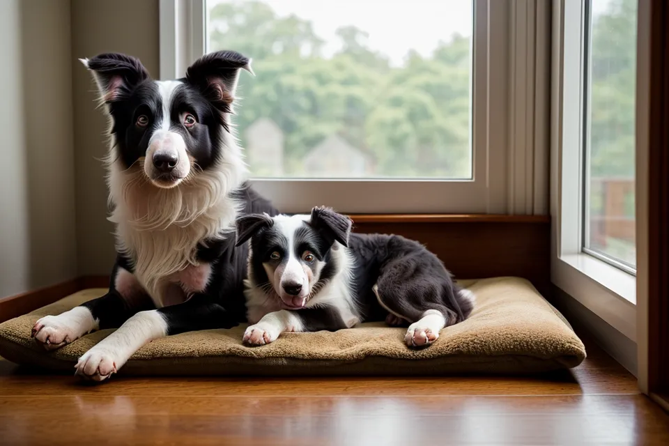 Border-Collie-Mix schläft erschöpft im Körbchen nach intensiver Nasenarbeit und geistiger Auslastung